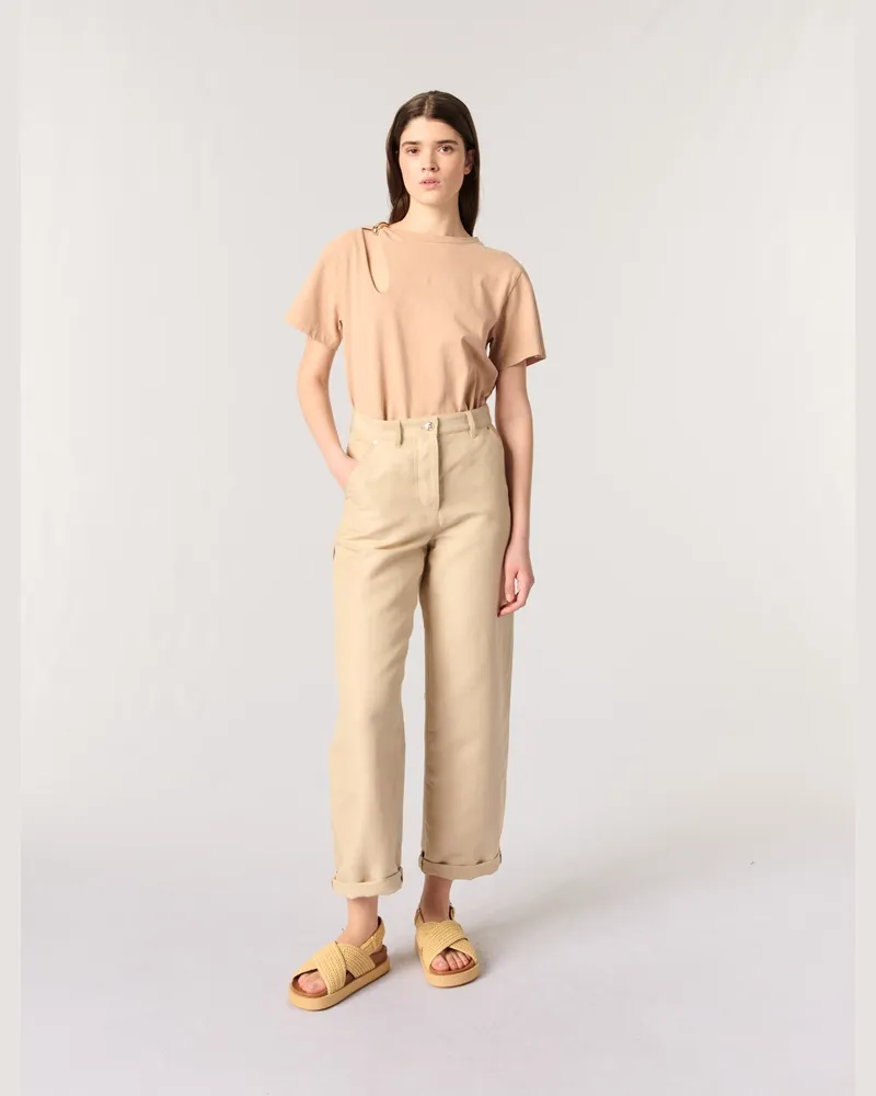 Maje T-Shirt Mit Zierschmuck - Beige Beige