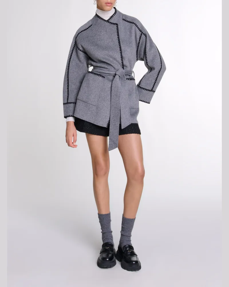 Maje Kurzer Doubleface-mantel - Gris/noir Gris