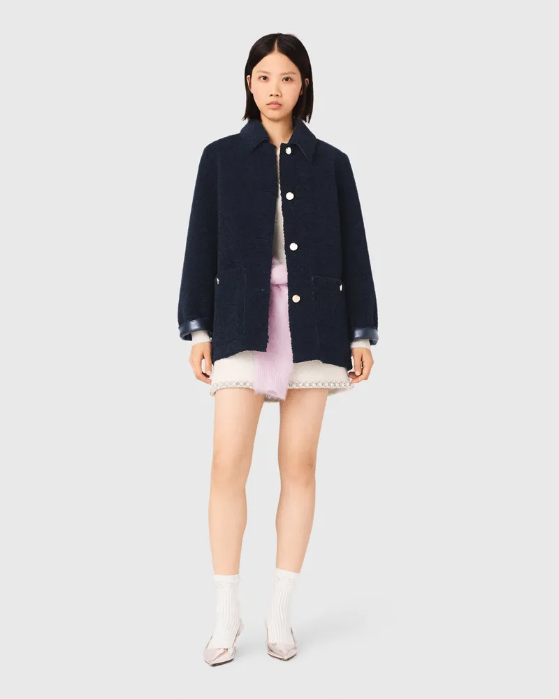 Maje Wendbare Kunstlammfelljacke - Marineblau Marine