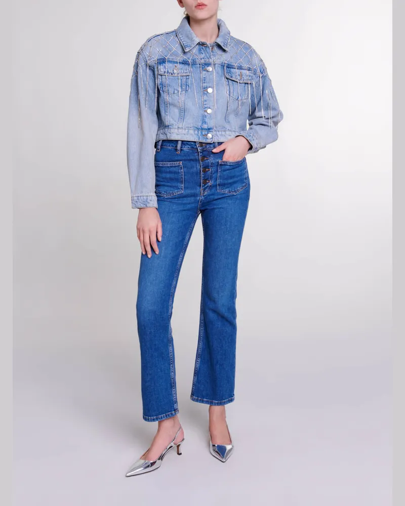 Maje Blouson Aus Jeans Mit Strass - Blau Blau