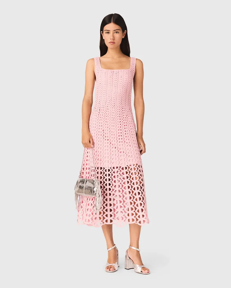 Maje Gehäkeltes Midikleid Mit Strass - Rosa Rosa