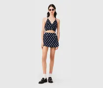 Trompe-l'oeil-shorts Aus Leinenmix - Marine Pois Print