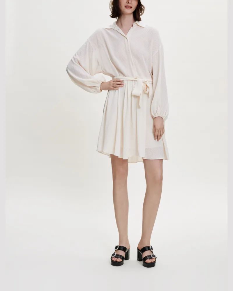 Maje Lockeres, Fließendes Hemdblusenkleid - Ecru Ecru