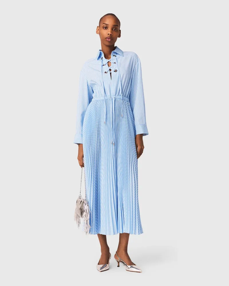 Maje Langes Plisseekleid Mit Ösen - Blau Himmelblau