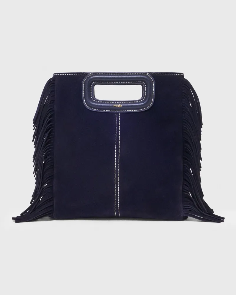 Maje M-tasche, Abgestepptes Wildleder - Bleu Marine Bleu