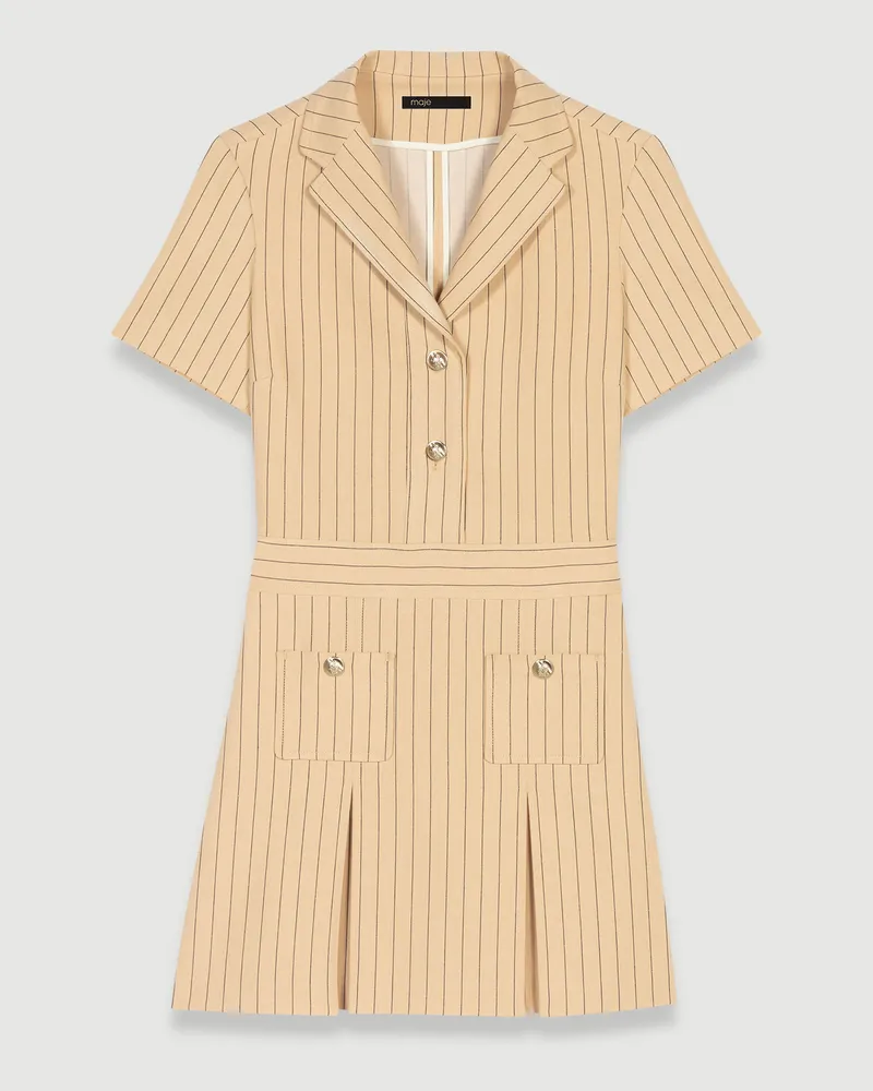 Maje Kurzes Kleid Mit Streifen - Beige Beige