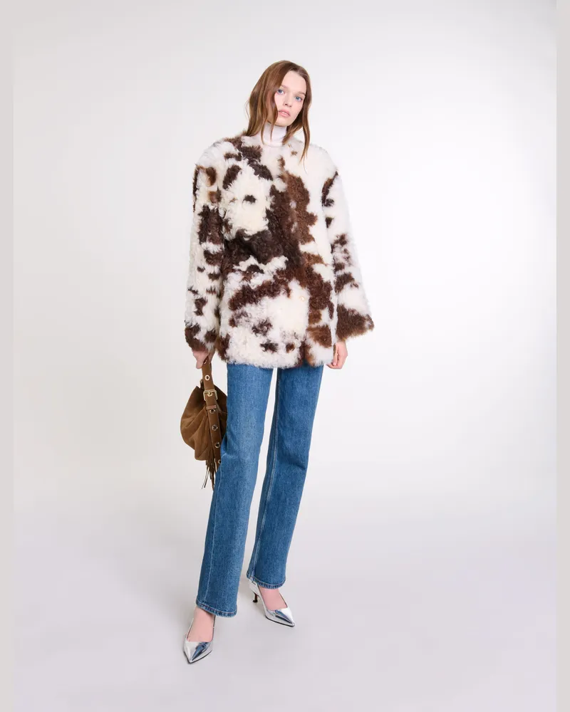 Maje Wendbare Lammfelljacke - Ecru Ecru