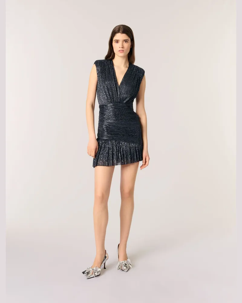 Maje Kurzes Metallic-kleid - Marineblau Marine