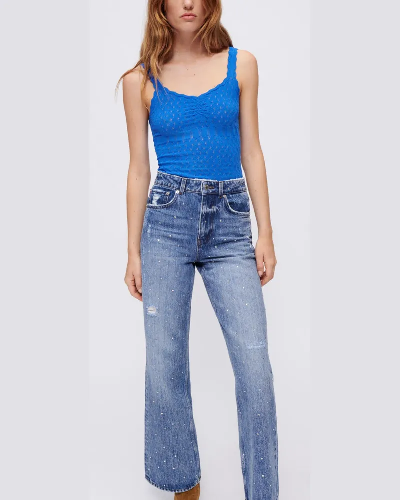 Maje Tank Top Aus Pointelle - Blau Blau