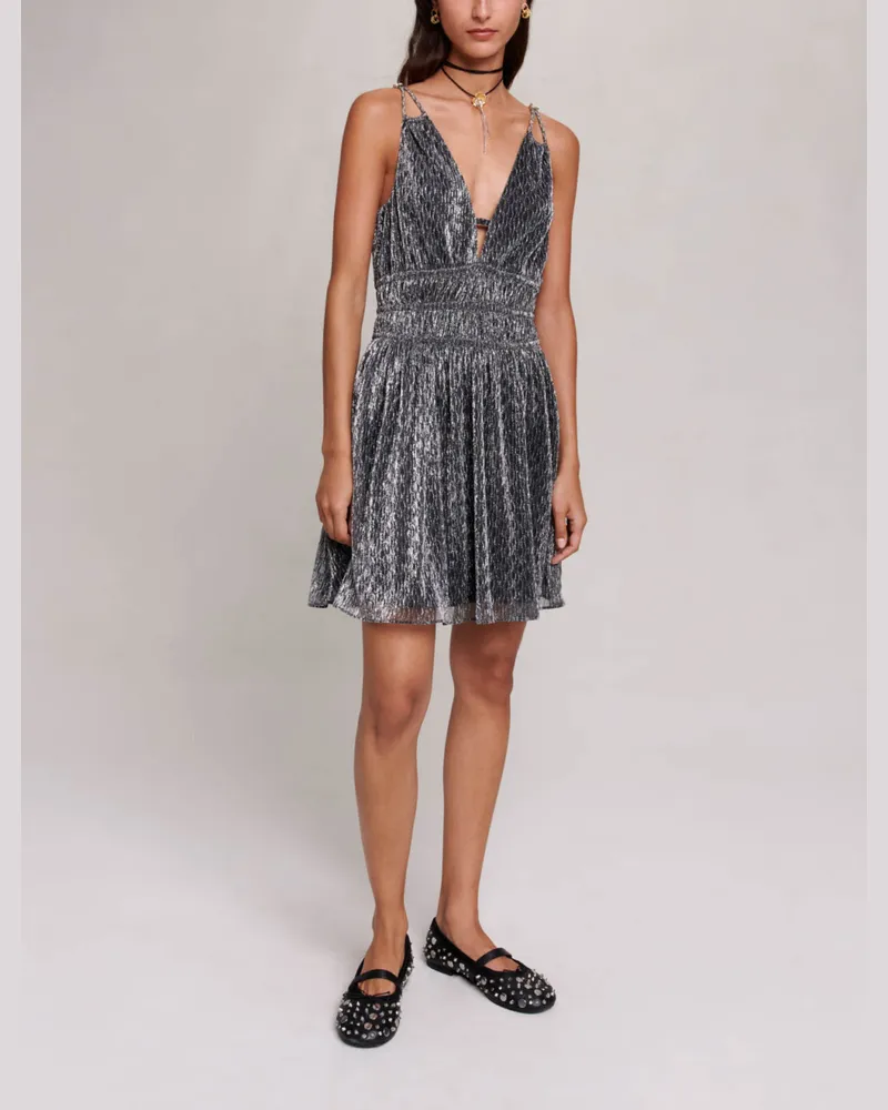 Maje Kurzes Silbernes Kleid Silber
