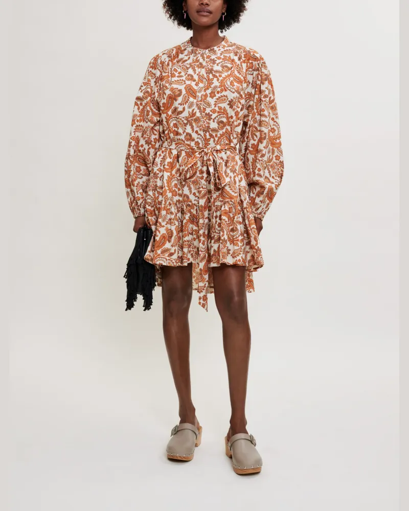 Maje Kleid Mit Gürtel Aus Bedruckter - Orange Orange
