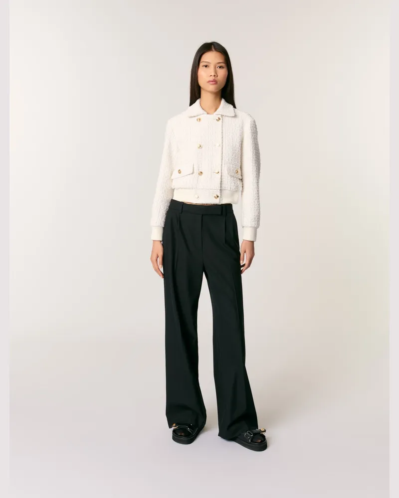 Maje Kurzer Blouson Aus Tweed - Ecru Ecru