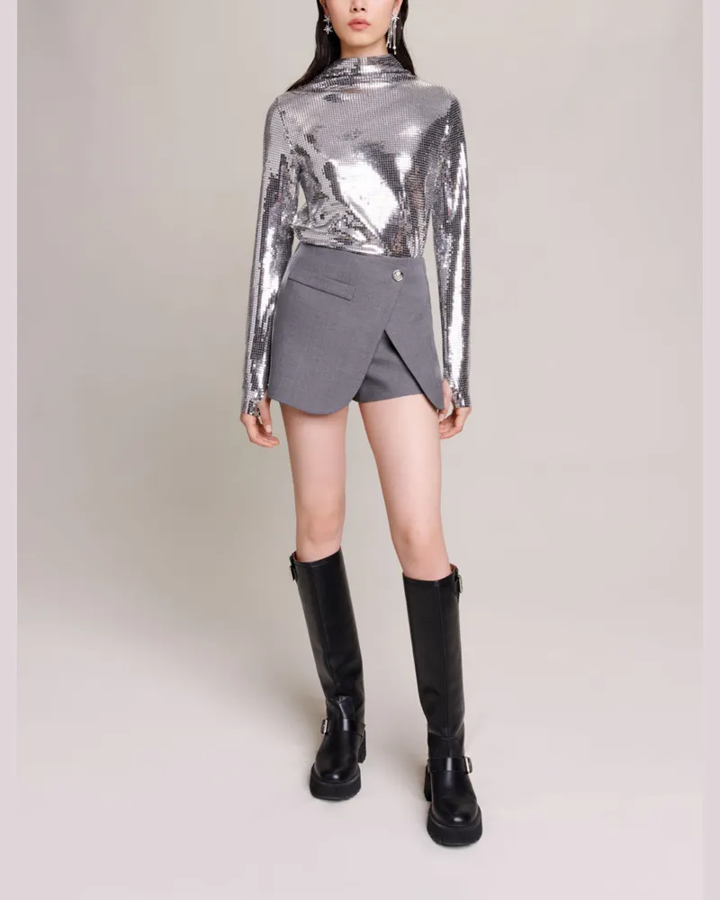 Maje Pailletten-top - Silber Silber