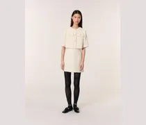 Kurzes 2-in-1-kleid Aus Tweed - Ecru