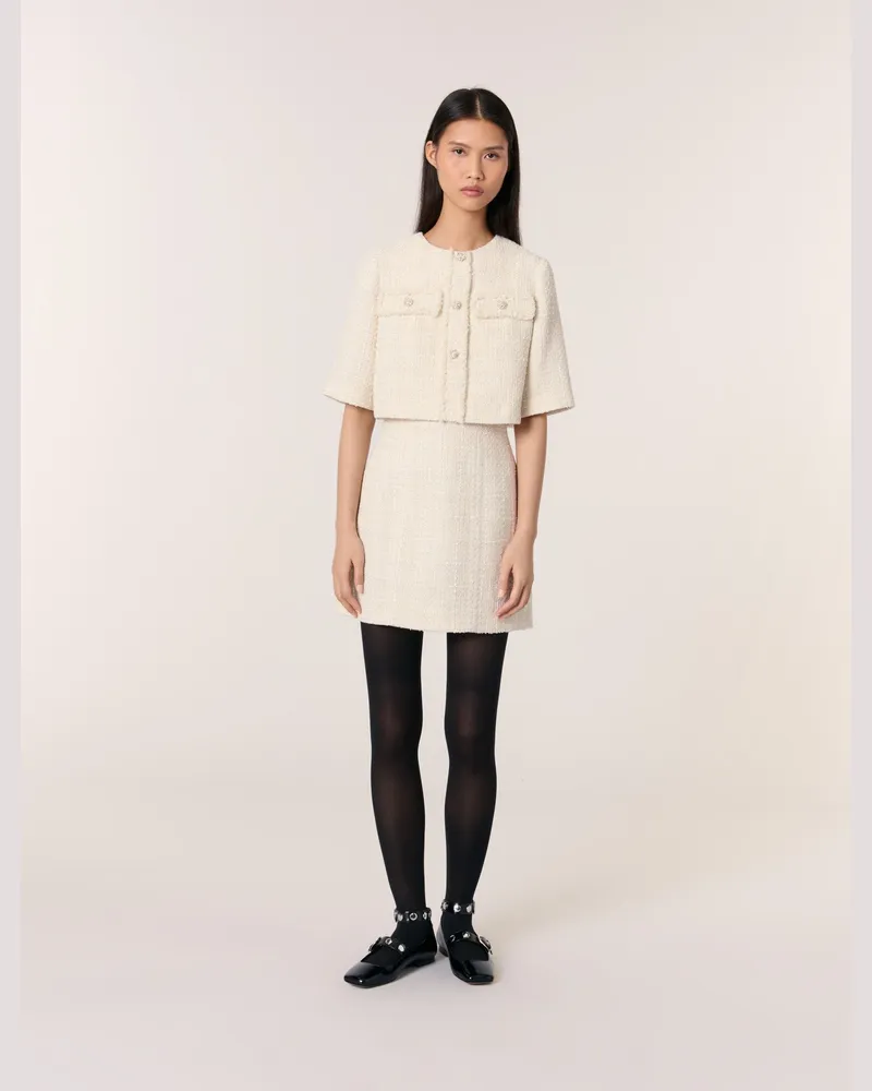 Maje Kurzes 2-in-1-kleid Aus Tweed - Ecru Ecru