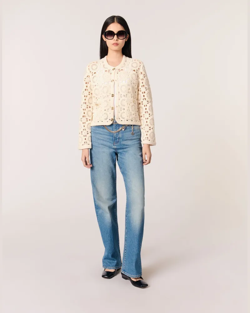 Maje Kurzer Gehäkelter Cardigan - Ecru Ecru
