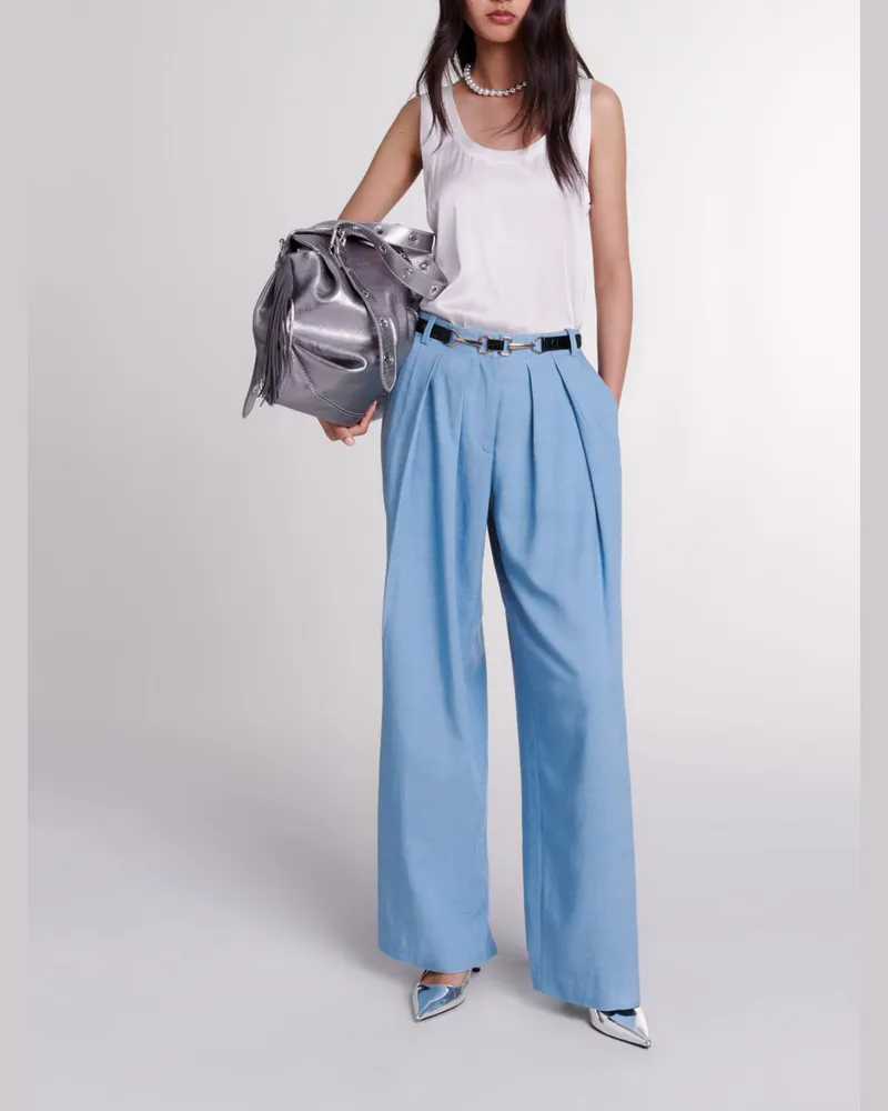 Maje Weite Anzughose Mit Falten - Blau Blau