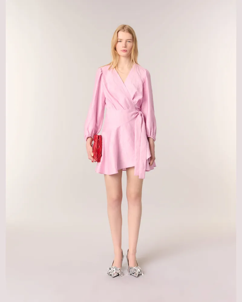 Maje Wickelkleid Aus Leinen - Rosa Rosa