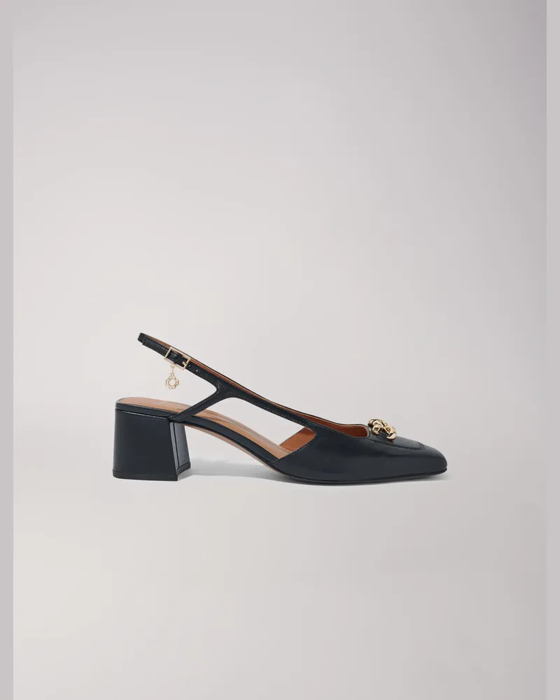 Maje Pumps Mit Eckiger Spitze Aus Leder - Schwarz Schwarz