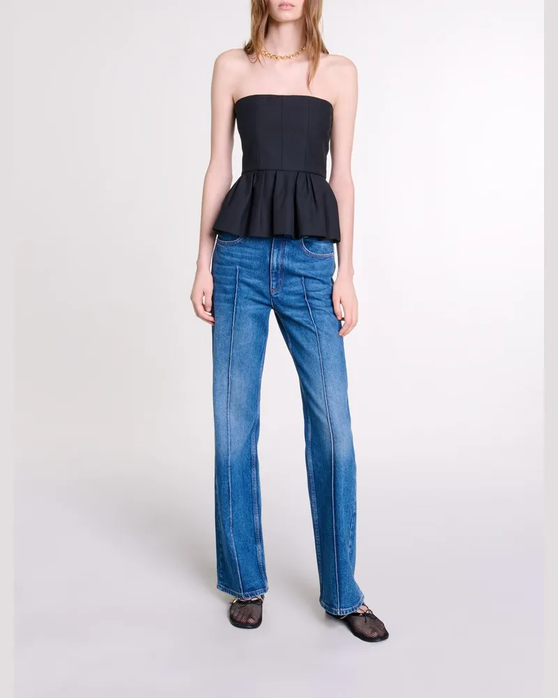 Maje Bustier-top Mit Schößchen - Schwarz Schwarz