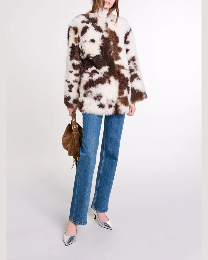Maje Wendbare Lammfelljacke - Ecru Ecru
