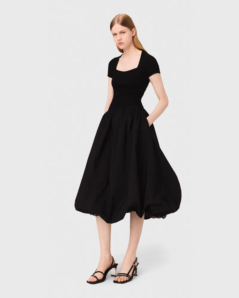 Maje Langes Kleid Aus Strick Und Taffeta - Schwarz Schwarz