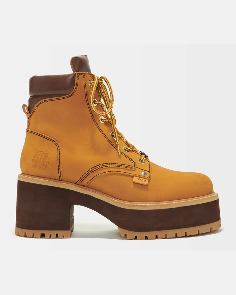 Maje Lederstiefel Mit Absatz - Braun Braun