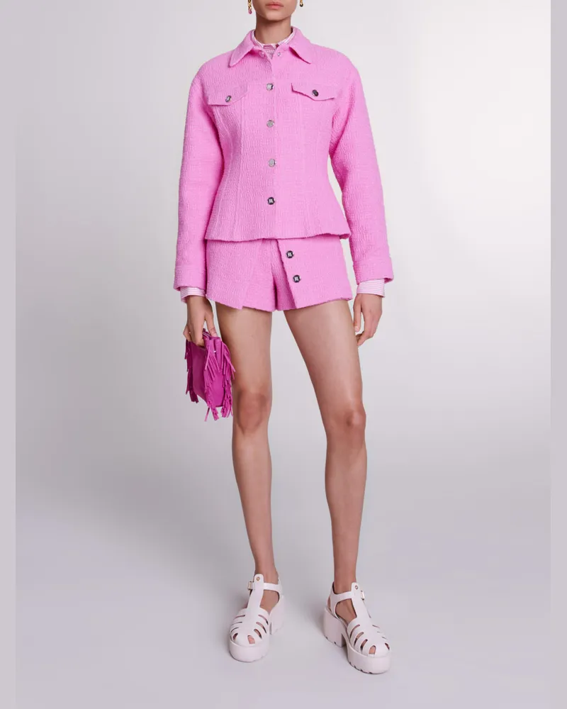 Maje Taillierte Jacke Aus Tweed - Rosa Rosa