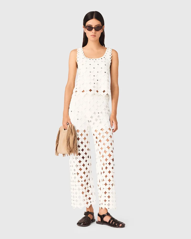 Maje Gehäkelte Hose Mit Spiegeln - Weiß Weiß