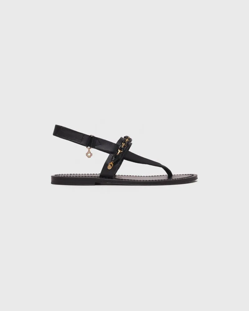Maje Flache Ledersandalen K. jacques - Schwarz Schwarz