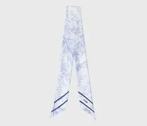 Seidenschal Mit Blumenprint - Weiß/blau