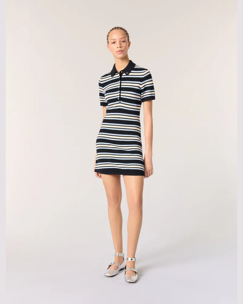 Maje Gestreiftes Polokleid Aus Strick - Rayures Marine Rayures