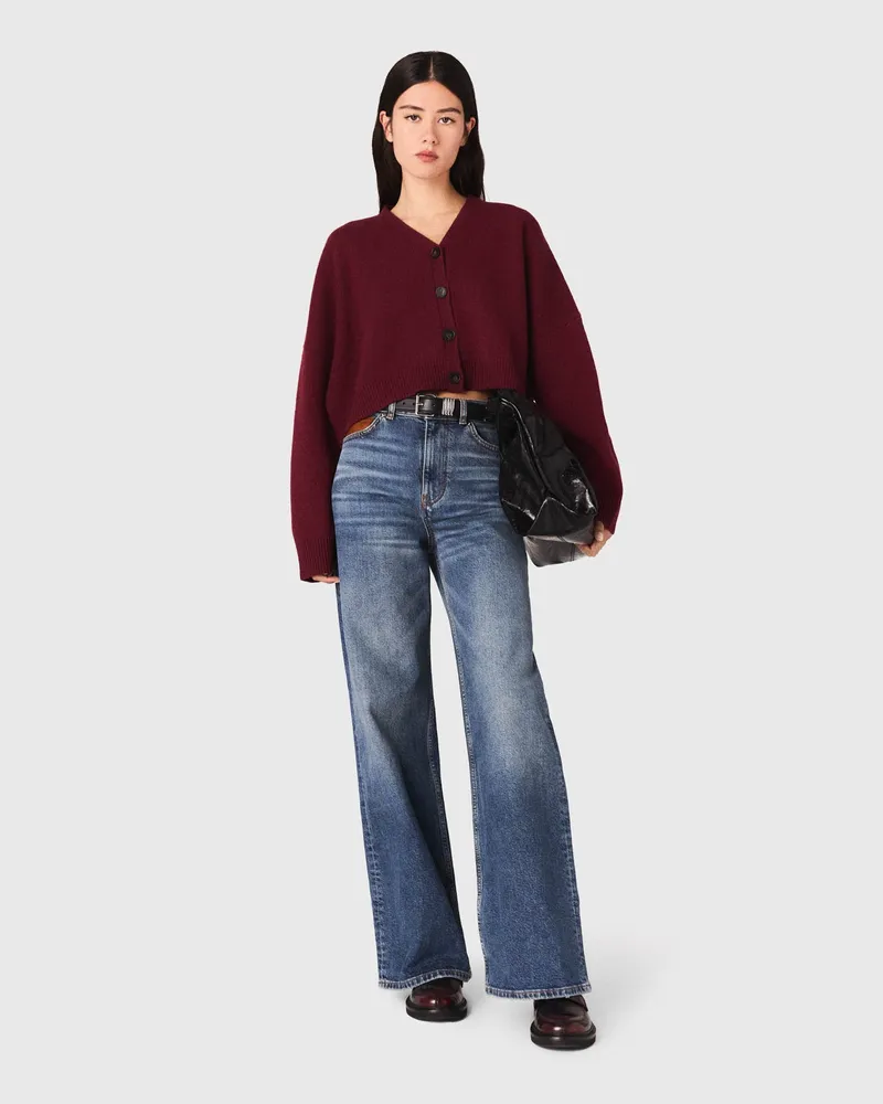 Maje Kurzer Cardigan Aus Wollmischgewebe - Rot Bordeaux Bordeaux