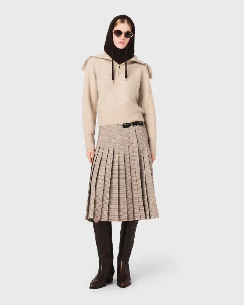 Maje Strass-pullover Mit Reißverschlusskragen - Beige Beige