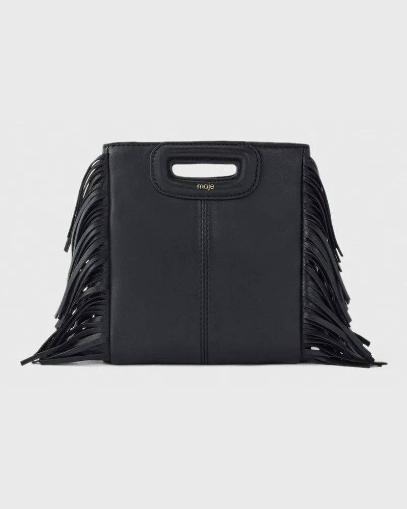 Maje Lederhandtasche Mit Kette - Schwarz Schwarz