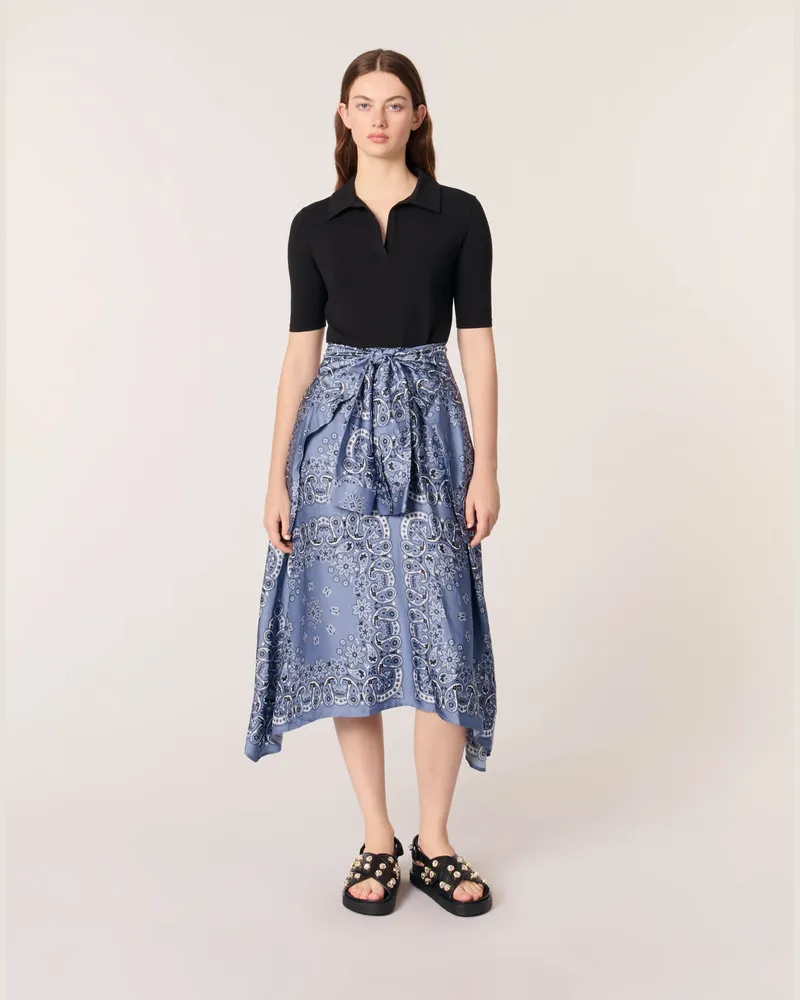 Maje Bedrucktes Trompe-l'ail-kleid - Bleu Bandana Print Bleu