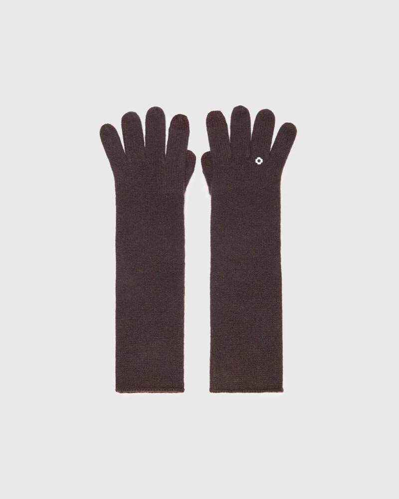 Maje Lange Handschuhe Wolle & Kaschmir - Dunkelbraun Dunkelbraun
