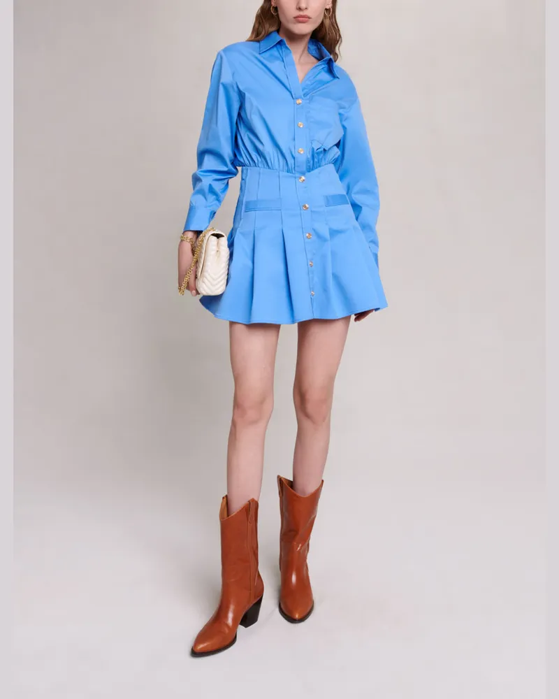 Maje Kurzes Hemdkleid - Blau Blau