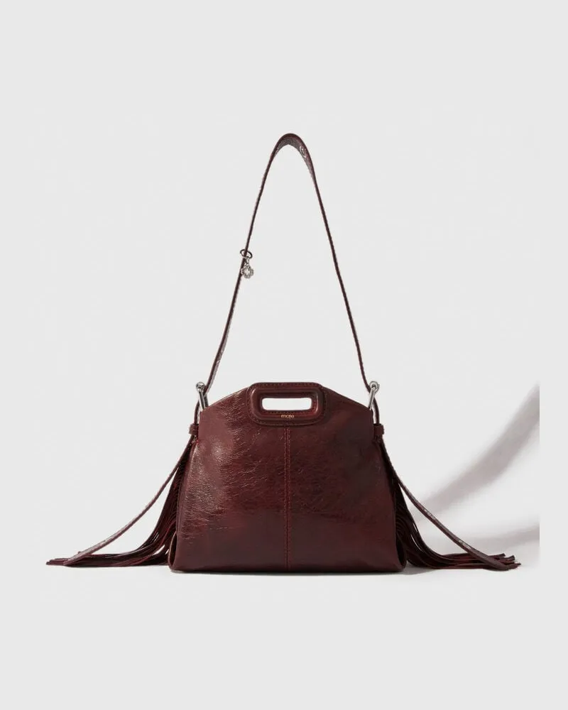 Maje Tasche Miss M Mini, Craquelé-leder - Rot Bordeaux Bordeaux