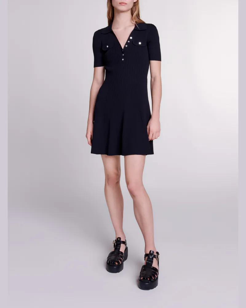 Maje Kurzes Strickkleid - Schwarz Schwarz