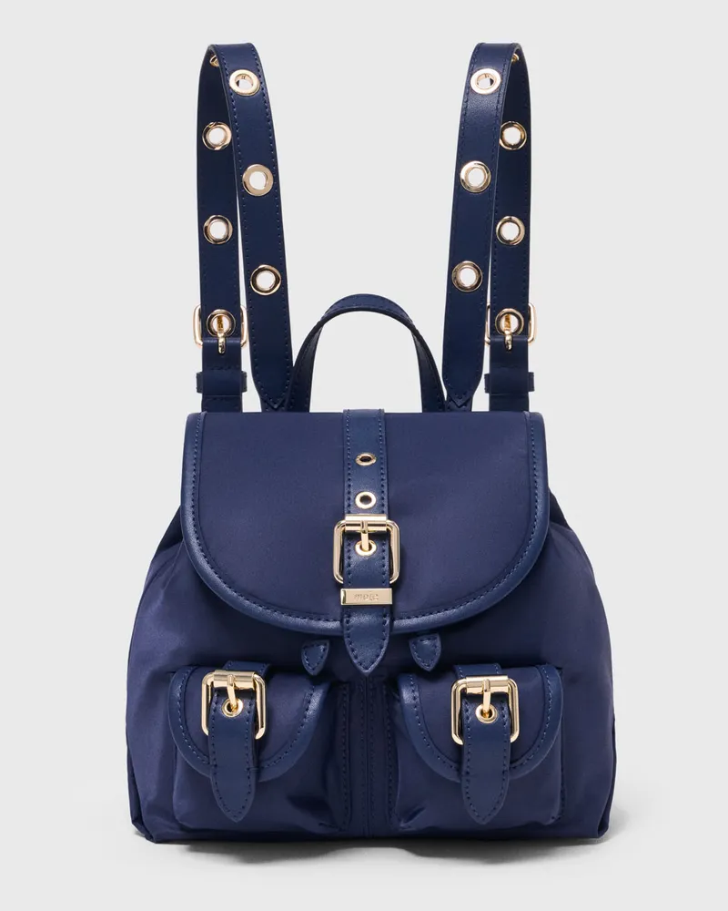 Maje Mini-rucksack Aus Leder Und Nylon - Bleu Marine Bleu