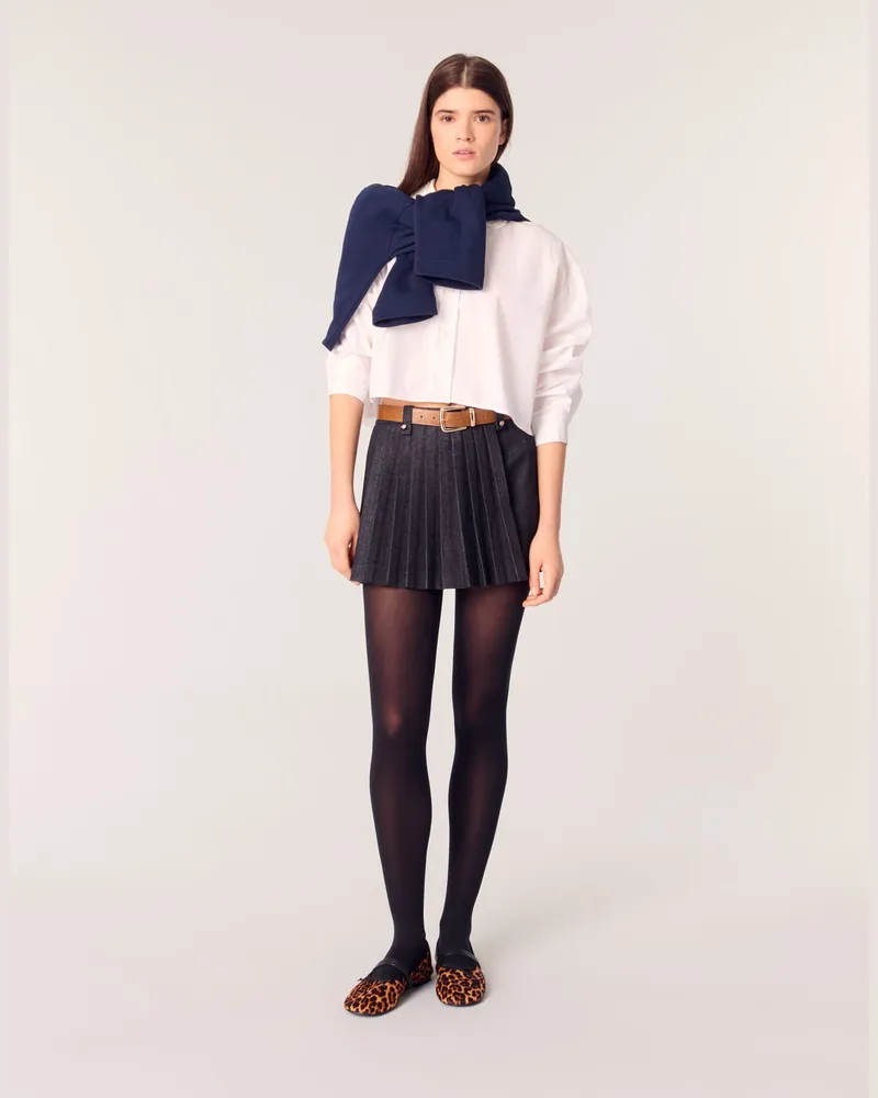 Maje Shorts Aus Plissiertem Denim - Schwarz Schwarz