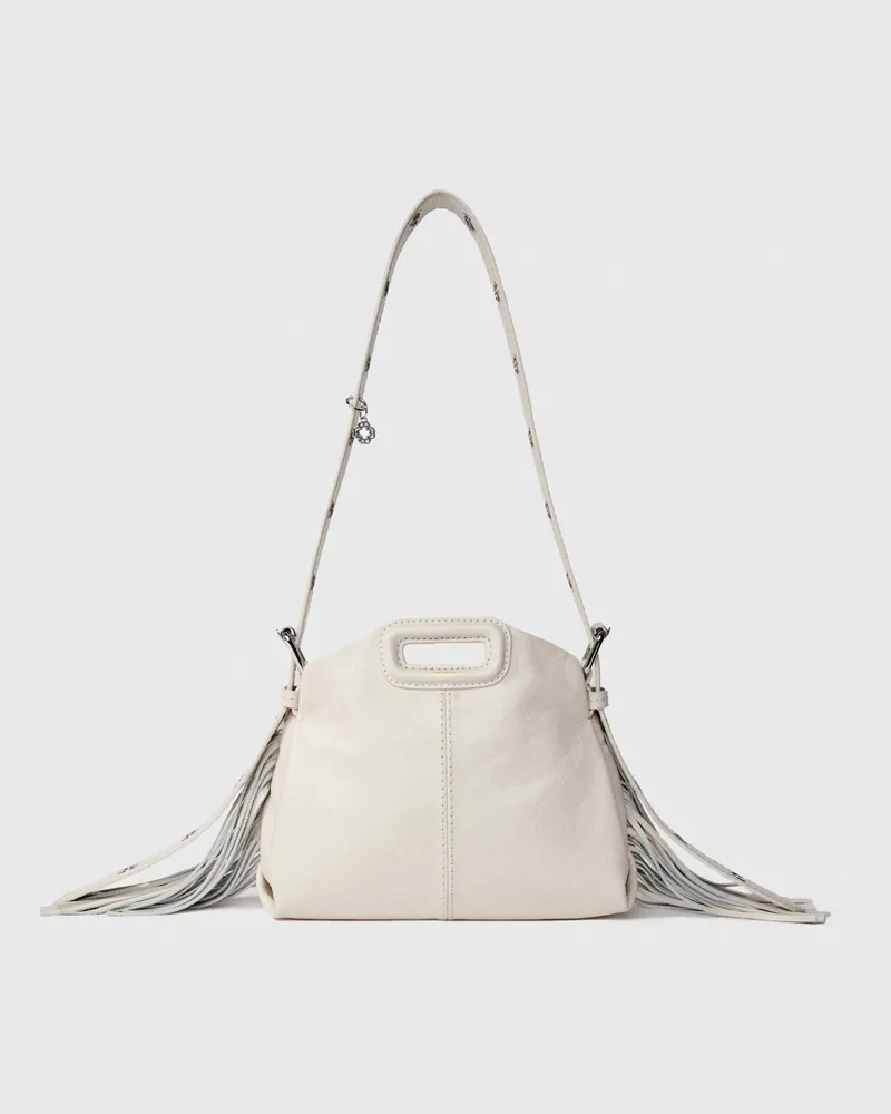 Maje Tasche Miss M Mini, Craquelé-leder - Weiß Weiß