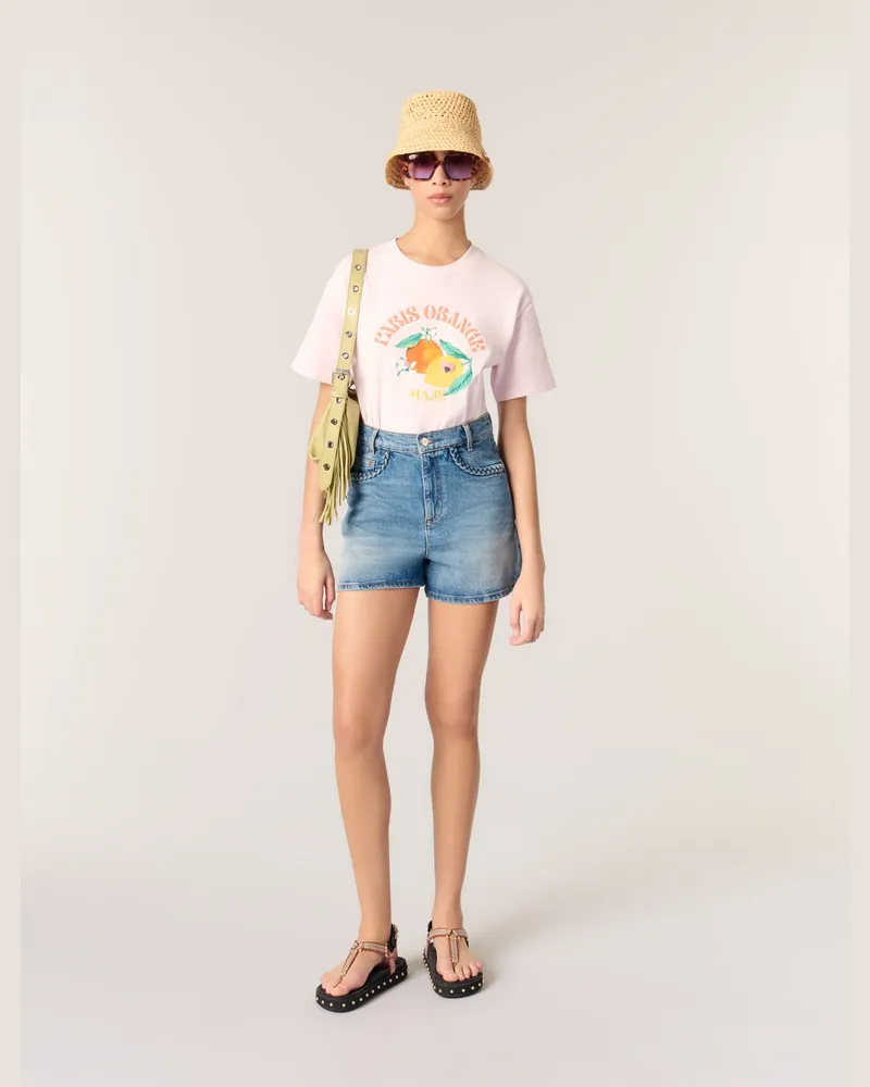 Maje Gemustertes T-Shirt - Blassrosa Blassrosa