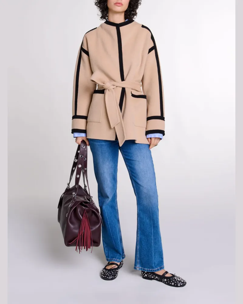 Maje Kurzer Zweifarbiger Mantel - Kamel Kamel