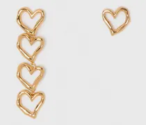 Asymmetrische Herz-ohrringe - Hellgold