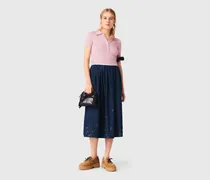 Midirock Aus Besticktem Denim - Marineblau