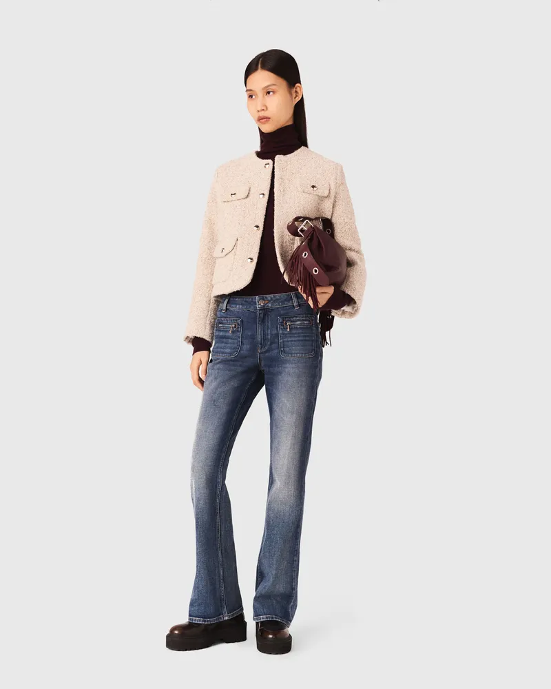 Maje Kurze Bouclé-tweedjacke - Ecru Ecru