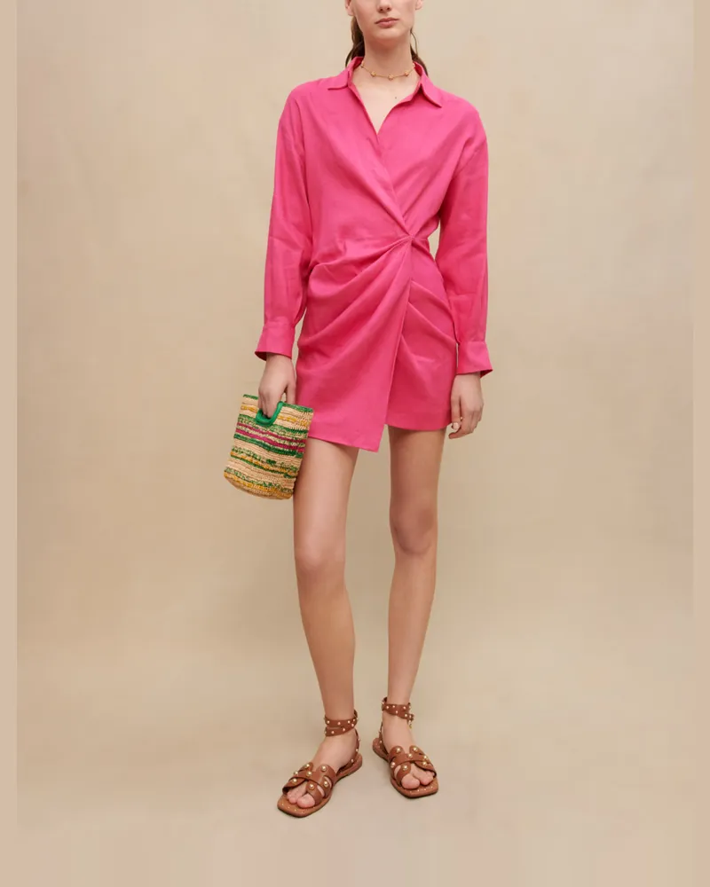 Maje Kurzes Drapiertes Kleid - Fuchsie Fuchsia