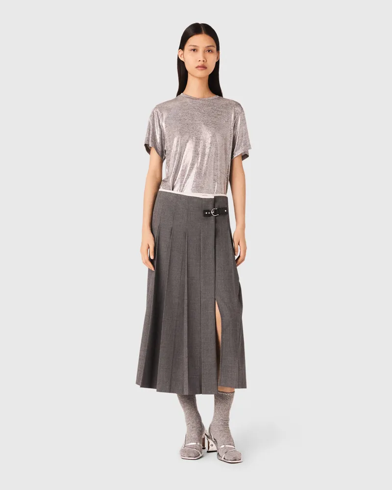 Maje T-Shirt Aus Lamé - Silber Silber